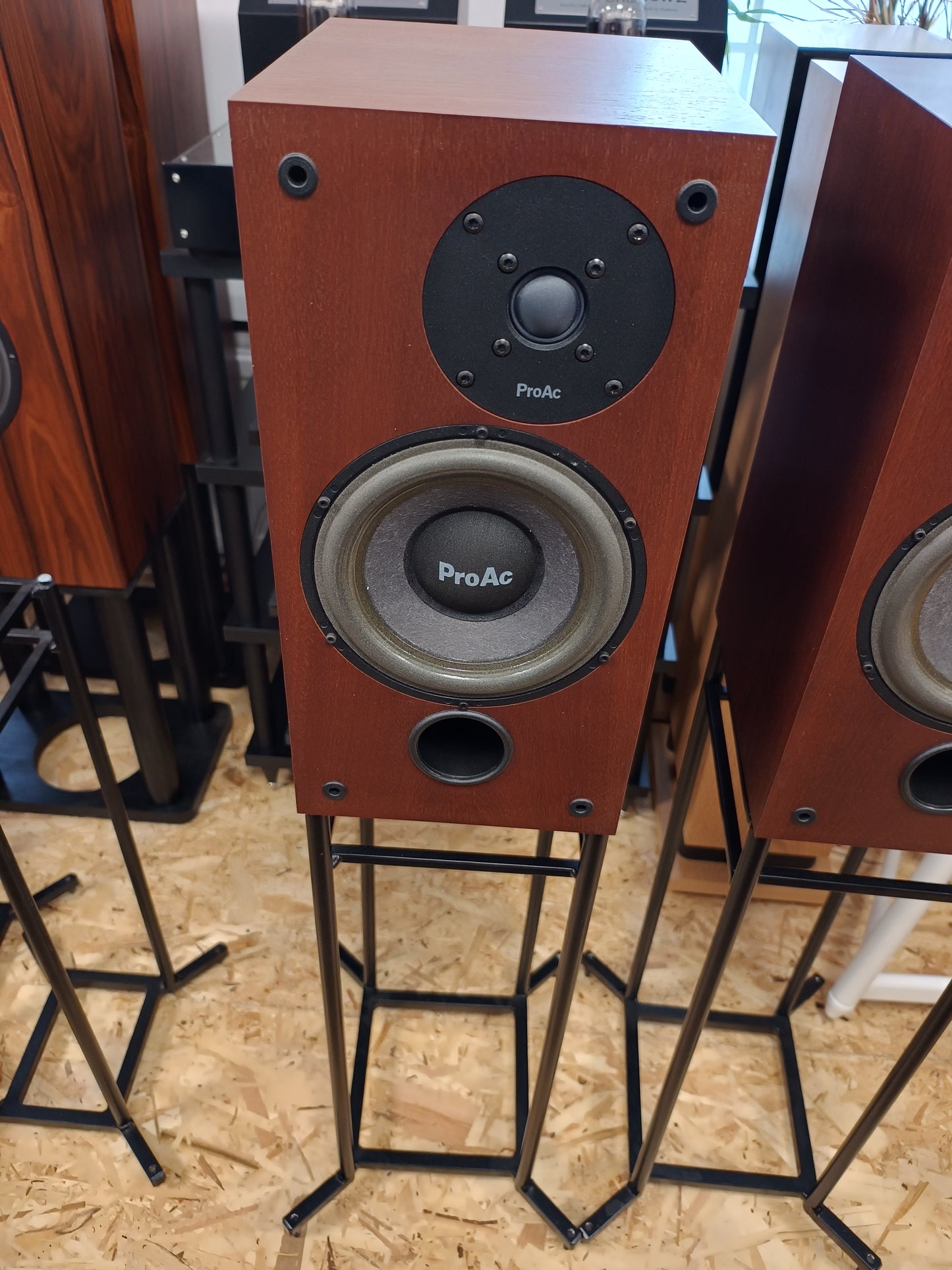 ProAc Studio 100 in Mahogany with Something Solid XFII stands (Click & Collect Only)