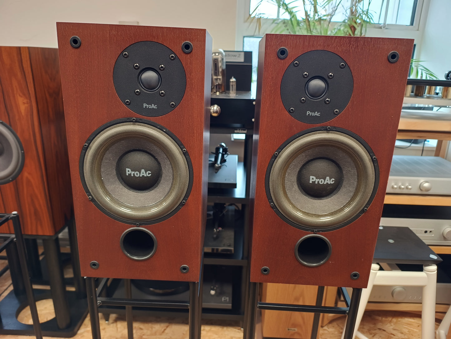 ProAc Studio 100 in Mahogany with Something Solid XFII stands (Click & Collect Only)
