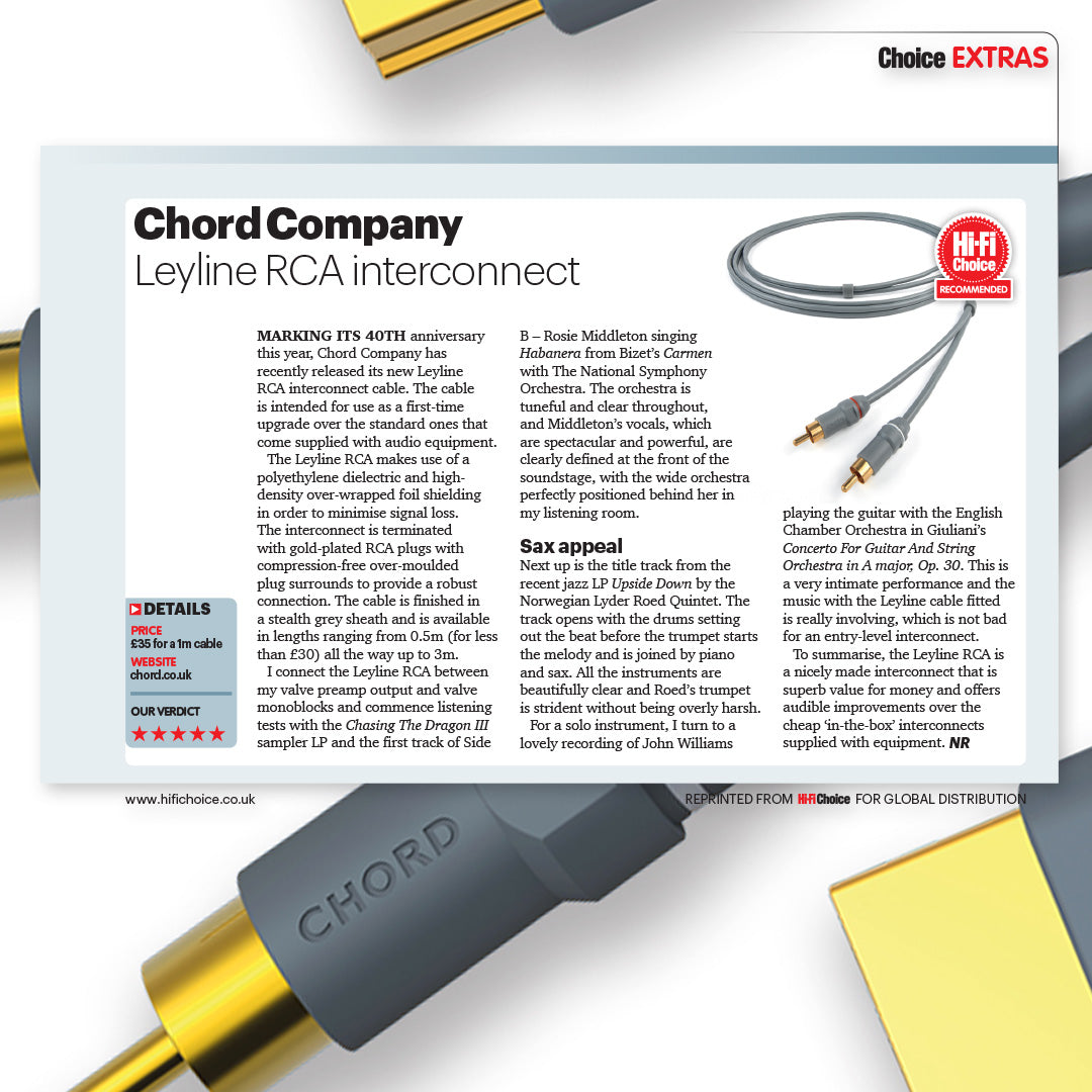Chord Company Leyline Analogue Interconnect Cable