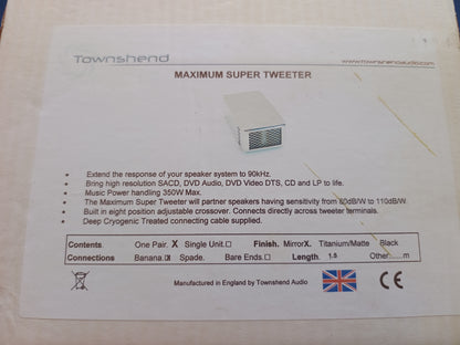 Townshend Maximum Ribbon Super Tweeters  *Used*
